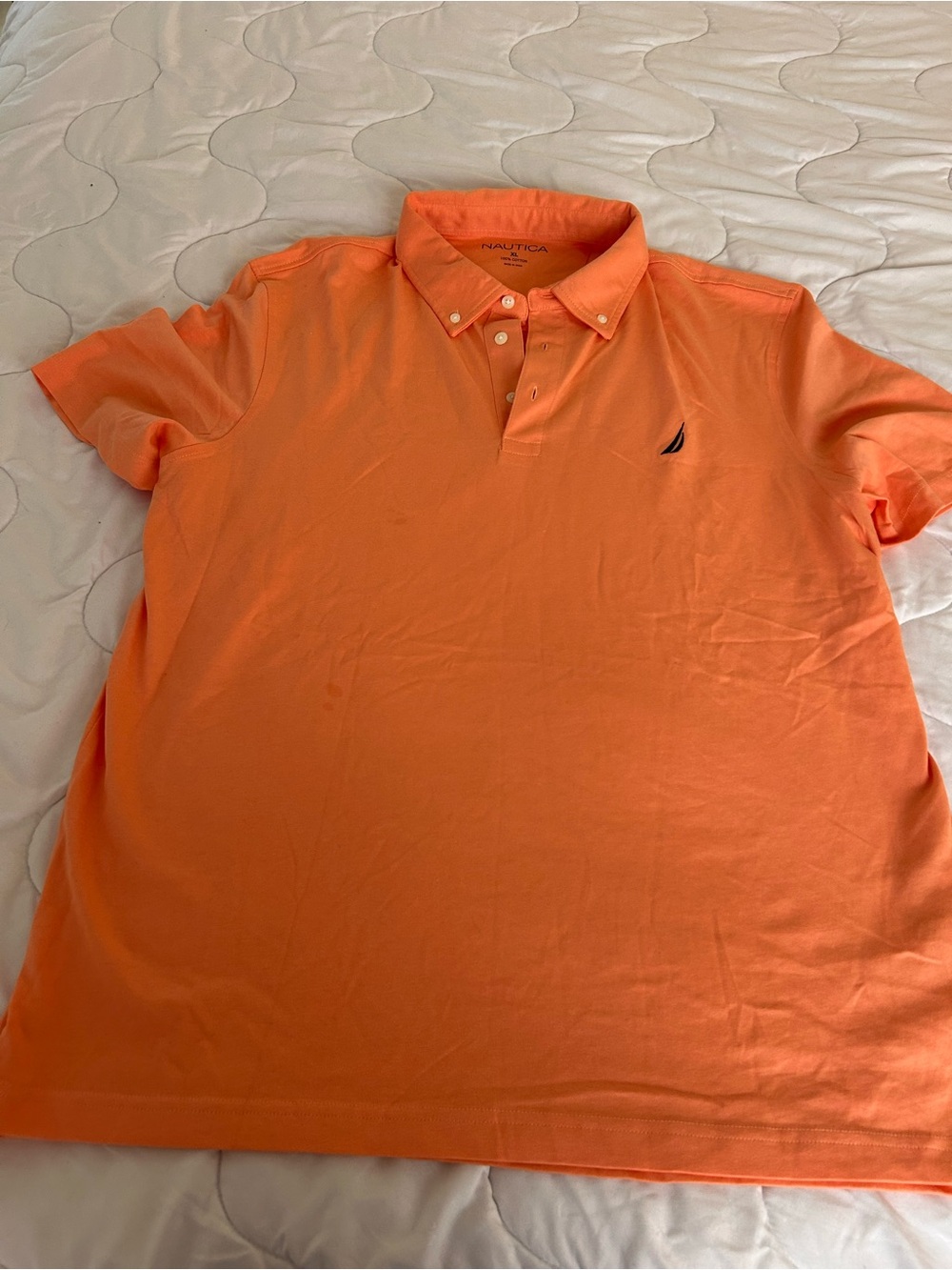 Nautica Men's Bright Orange Button-Down Polo